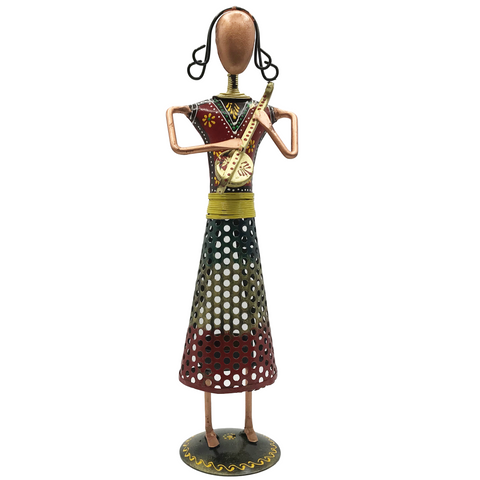 Hand Painted Metal Statues of Female Musicians
