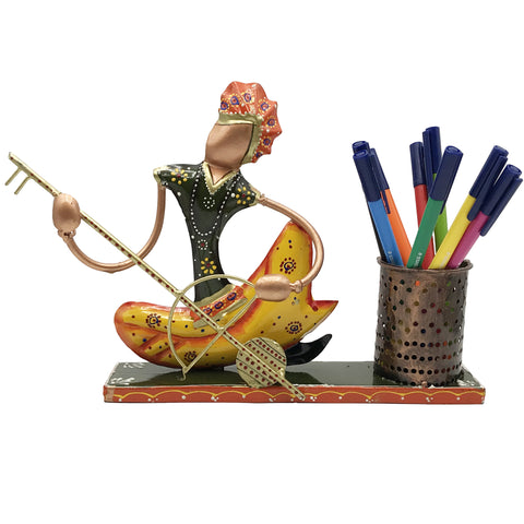Metal Decorative Pen Holder - Hand Crafted and Hand Painted