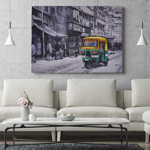 Printed Wall Art on Canvas - Auto Rickshaw