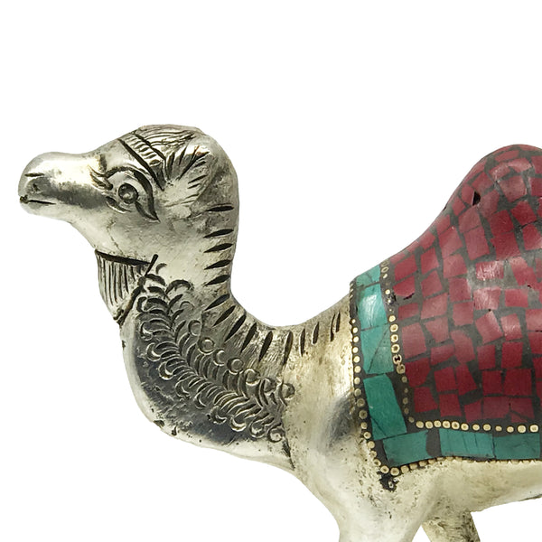 Ornamental Metal and Stone Camel - Hand Painted