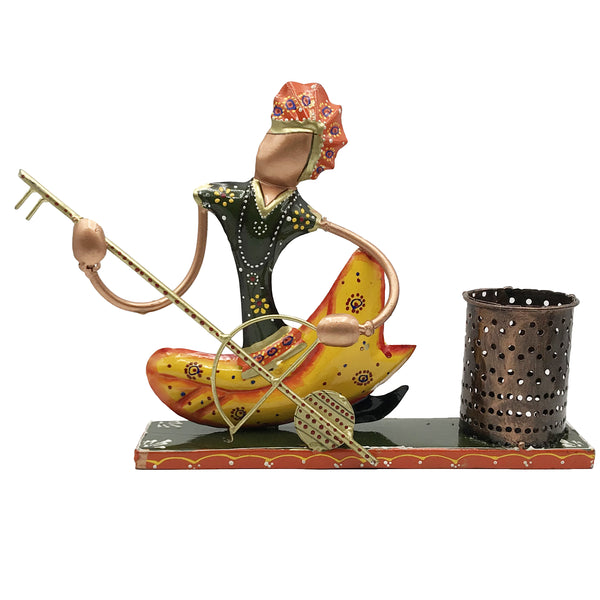 Metal Decorative Pen Holder - Hand Crafted and Hand Painted