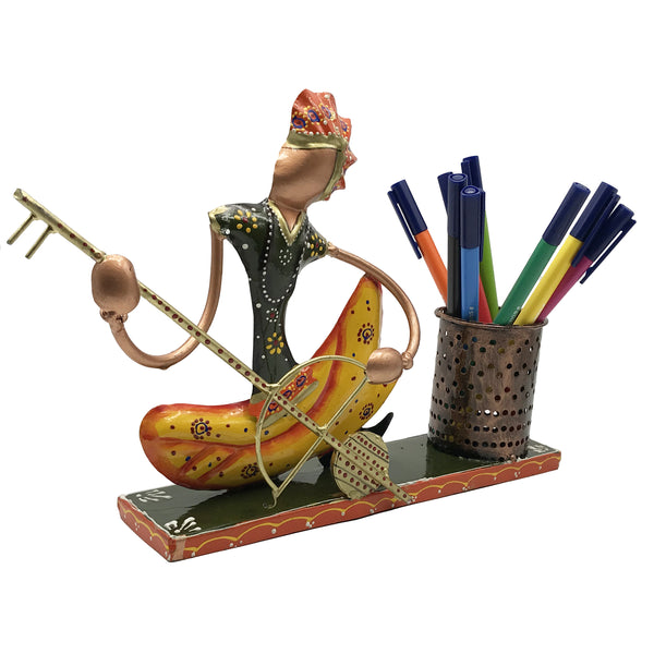 Metal Decorative Pen Holder - Hand Crafted and Hand Painted