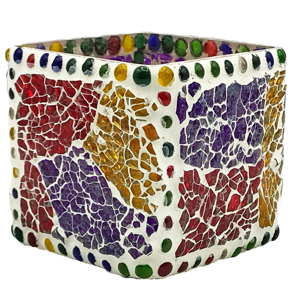 Mosaic Crackle Glass Tea Light Holders