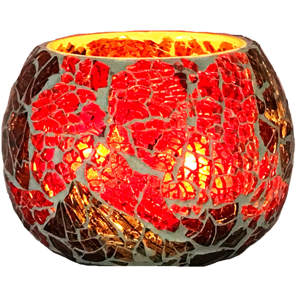 Mosaic Crackle Glass Tea Light Holders