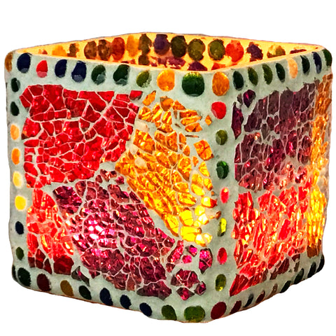 Mosaic Crackle Glass Tea Light Holders