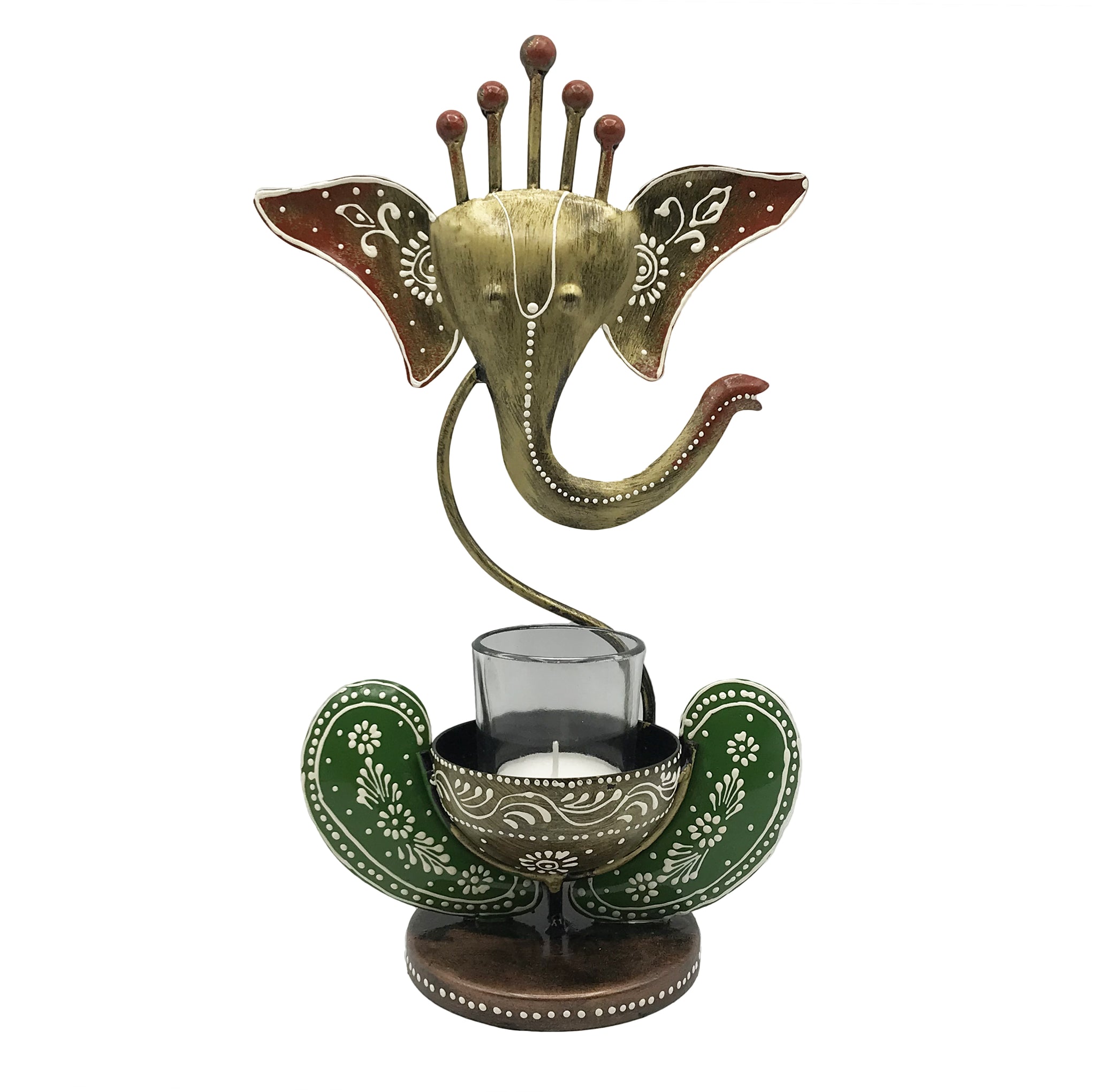 Ganesha Tea Light holder - Hand Crafted and Hand Painted