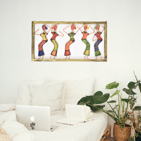 Metal Wall Art - Five Indian Women Dancing