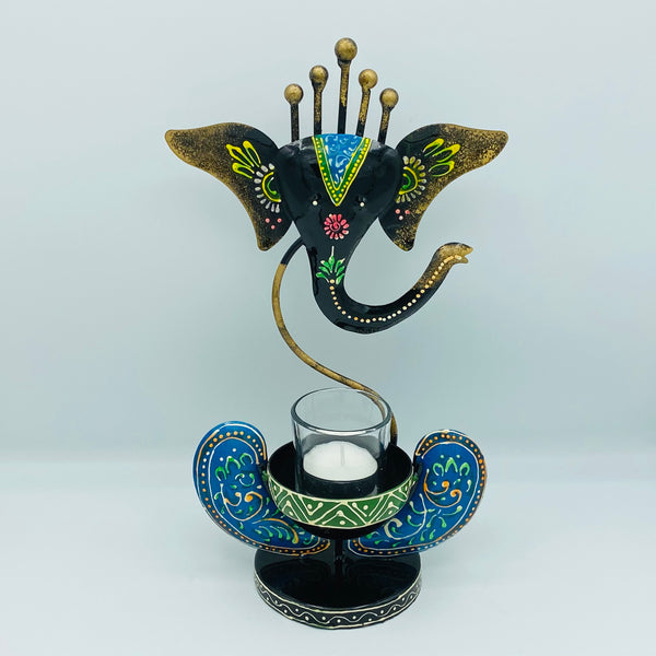Ganesha Tea Light holder - Hand Crafted and Hand Painted